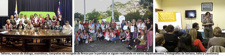 Talleres, mesas de diálogo, asambleas, campañas de recogida de firmas por la paridad se siguen realizando en varios departamentos (Fotos de Soriano, Salto y Canelones)